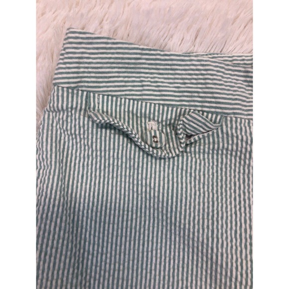 Emma James 10P Sage Green Striped Pants Capri Length Straight Leg Casual Summer - Picture 3 of 6